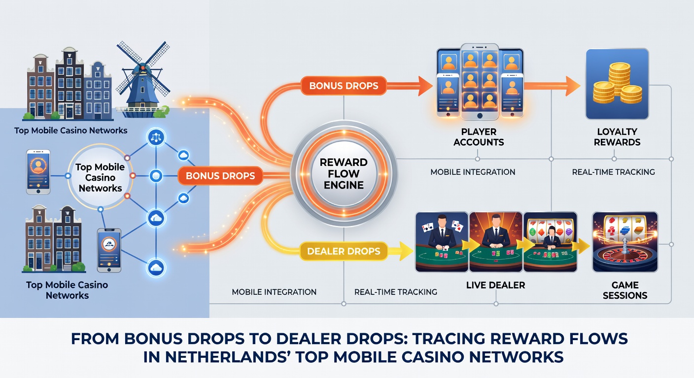 Schermafbeelding van een live dealer drop in een Nederlands mobiel casino, met vallende bonus chips