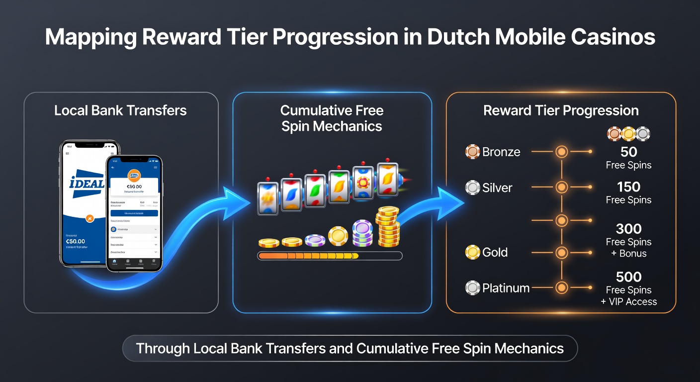 Overzicht van beloningsniveaus in mobiele casino apps met focus op lokale bankoverschrijvingen en free spin accumulatie