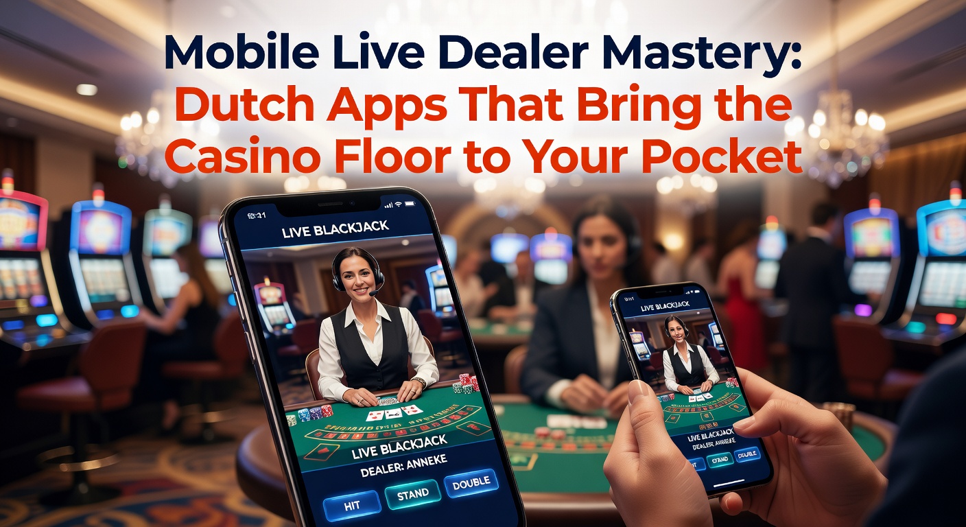 Smartphone met live dealer blackjack tafels op een Nederlands casino app, dealer schudt kaarten terwijl spelers inzetten via touch screen