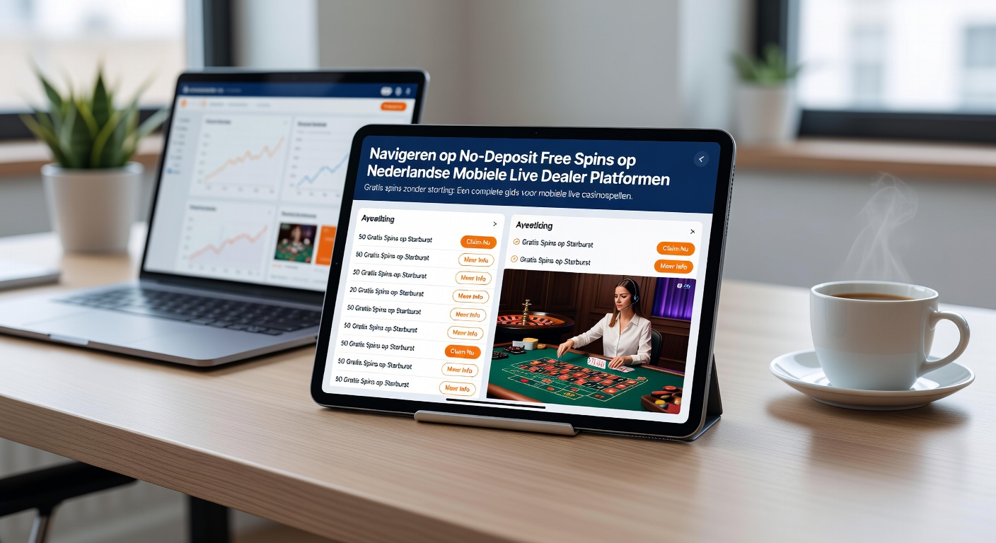 Scherm van een mobiel live dealer casino met free spins promotie op een Nederlands platform
