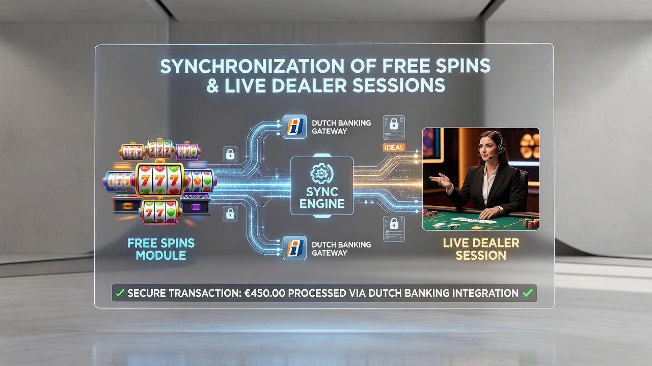 Diagram van realtime synchronisatie tussen free spins en live dealer via Nederlandse banken