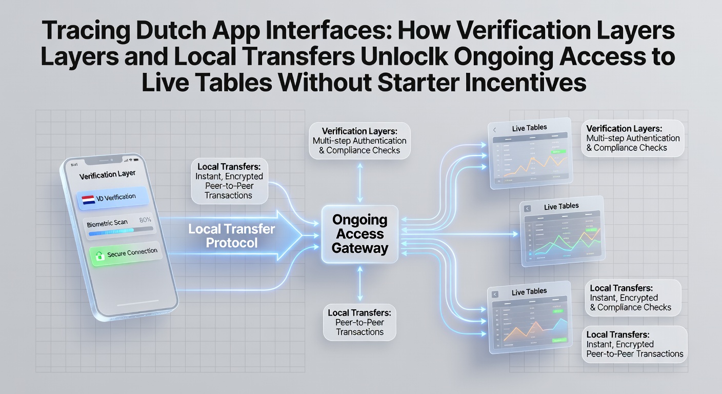 Nederlandse casino app interface met verificatielagen en lokale overboekingsopties voor live tafels